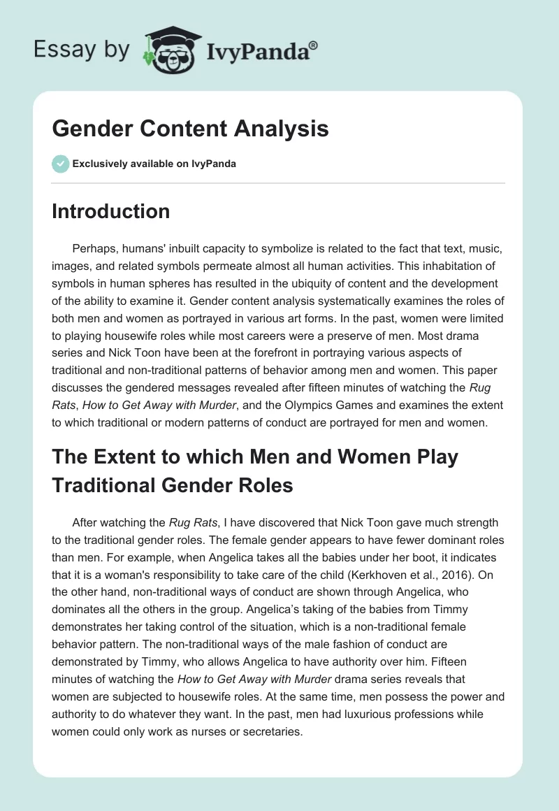 Gender Content Analysis. Page 1