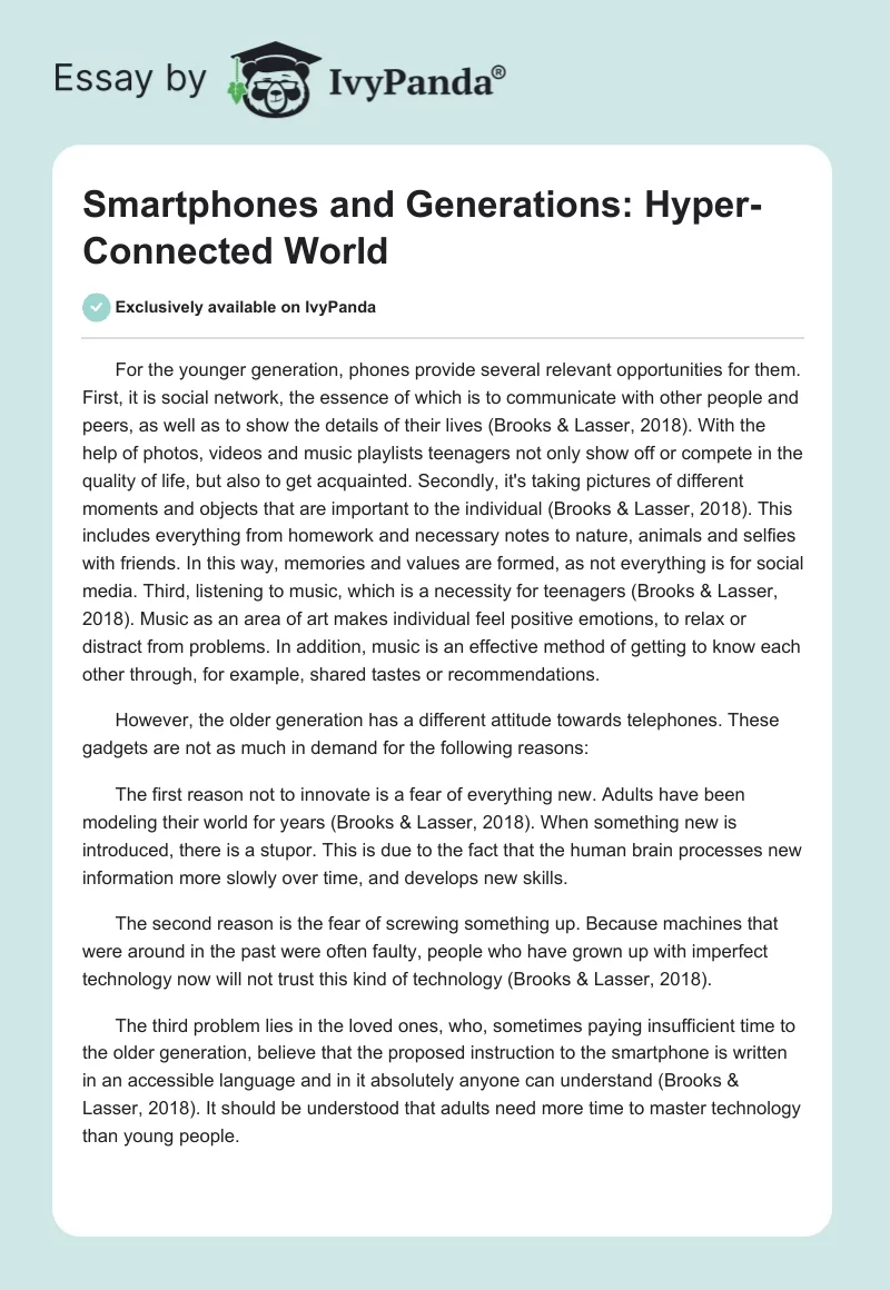 Smartphones and Generations: Hyper-Connected World. Page 1