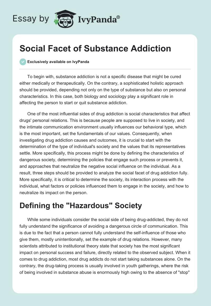 Social Facet of Substance Addiction. Page 1