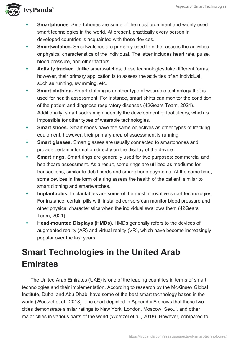 Aspects of Smart Technologies. Page 4