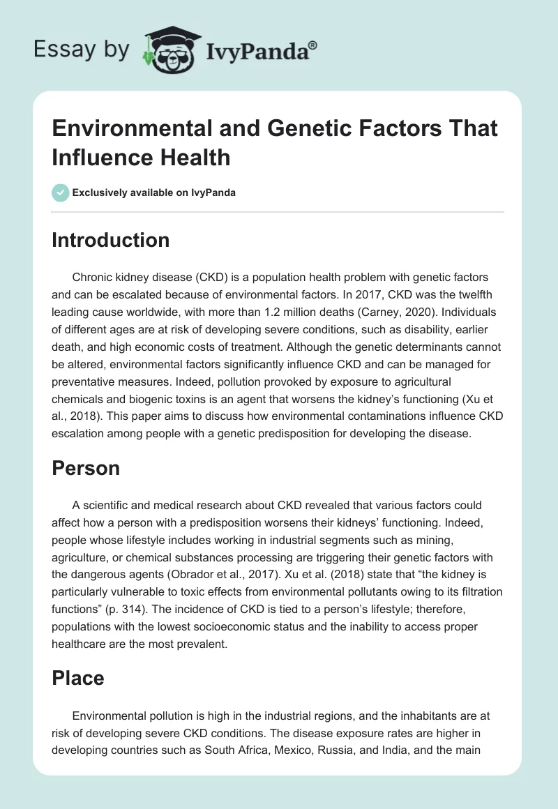 Environmental and Genetic Factors That Influence Health. Page 1