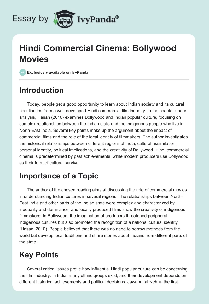 Hindi Commercial Cinema: Bollywood Movies. Page 1