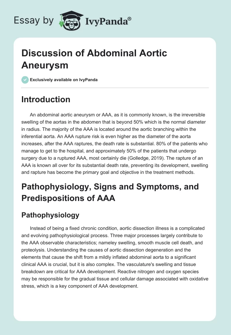 Discussion of Abdominal Aortic Aneurysm. Page 1