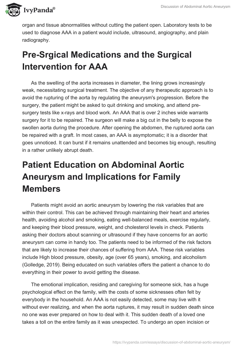 Discussion of Abdominal Aortic Aneurysm. Page 3