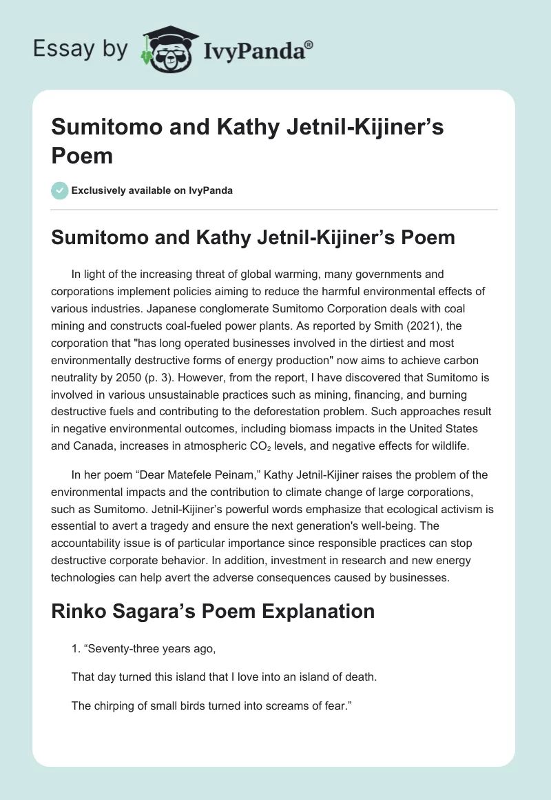 Sumitomo and Kathy Jetnil-Kijiner’s Poem. Page 1