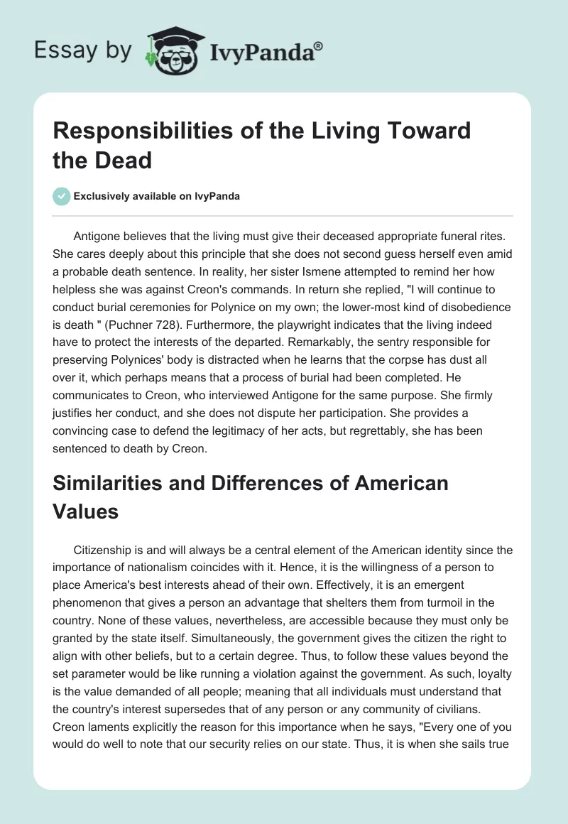 Responsibilities of the Living Toward the Dead. Page 1