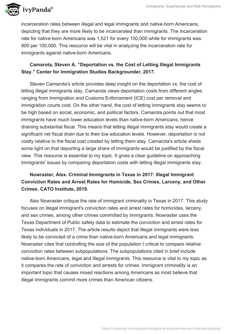 Immigrants: Experiences and Risk Perceptions. Page 3