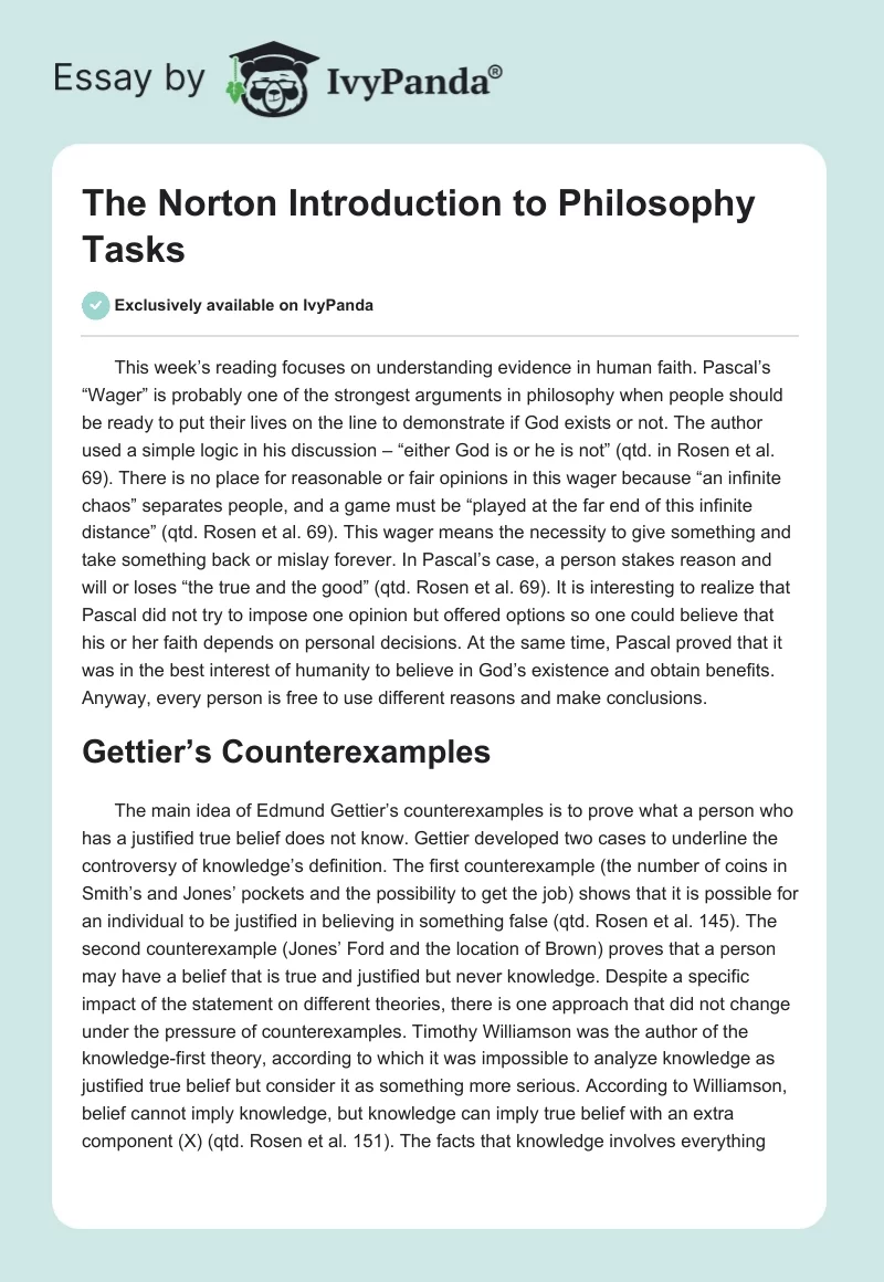 The Norton Introduction to Philosophy Tasks. Page 1