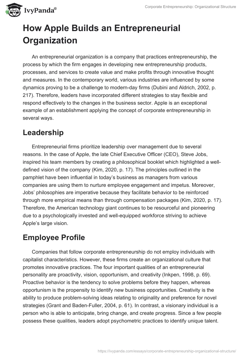 Corporate Entrepreneurship: Organizational Structure. Page 4