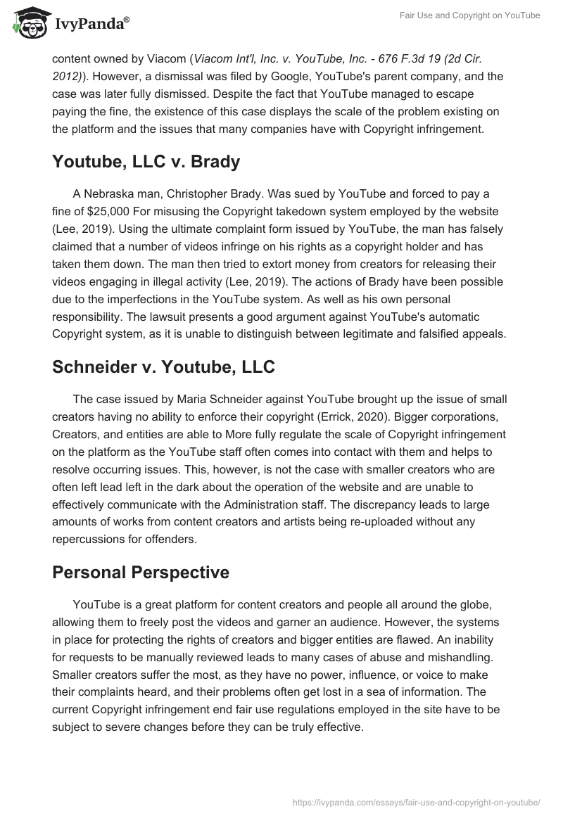 Fair Use and Copyright on YouTube. Page 3