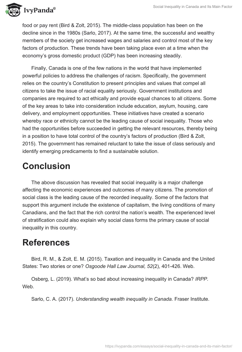 Social Inequality in Canada and Its Main Factor. Page 3