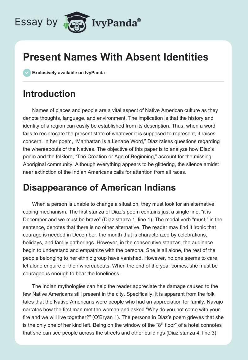 Present Names With Absent Identities. Page 1