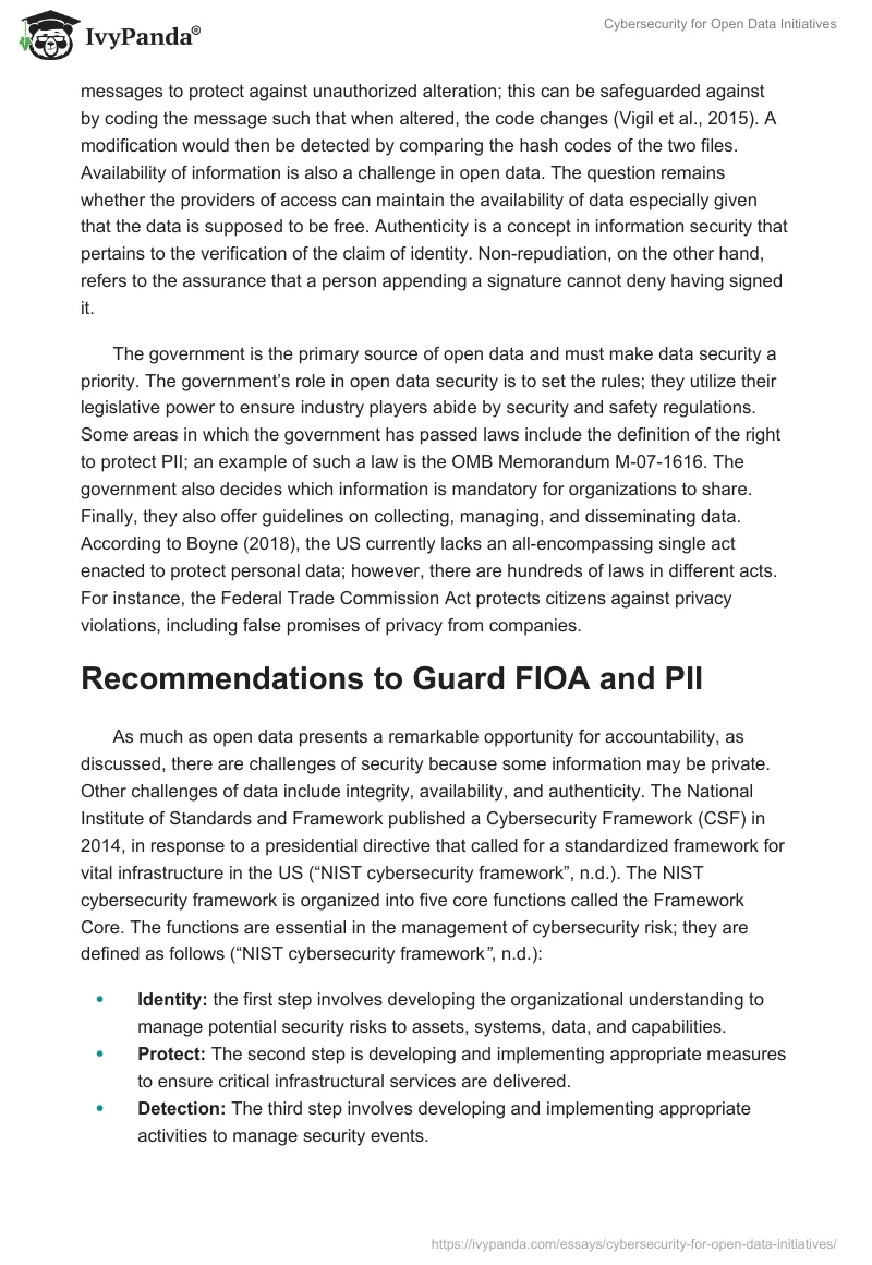 Cybersecurity for Open Data Initiatives. Page 4