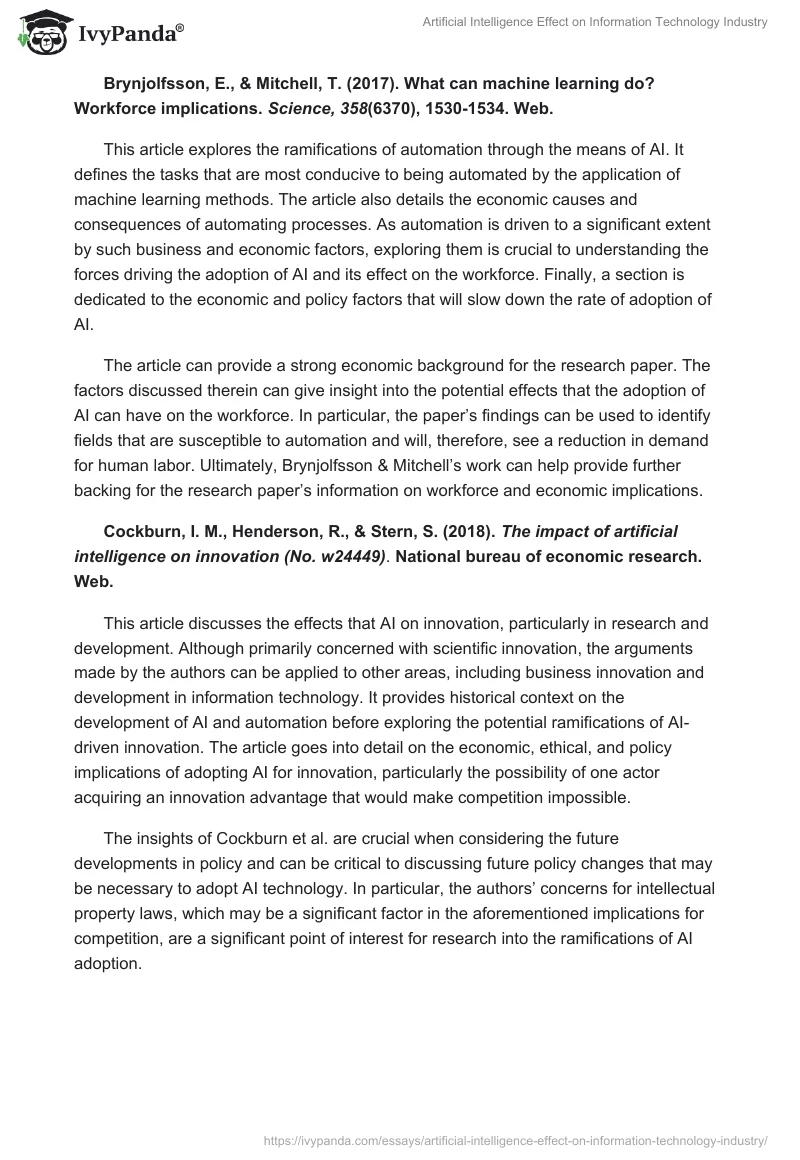 Artificial Intelligence Effect on Information Technology Industry. Page 2