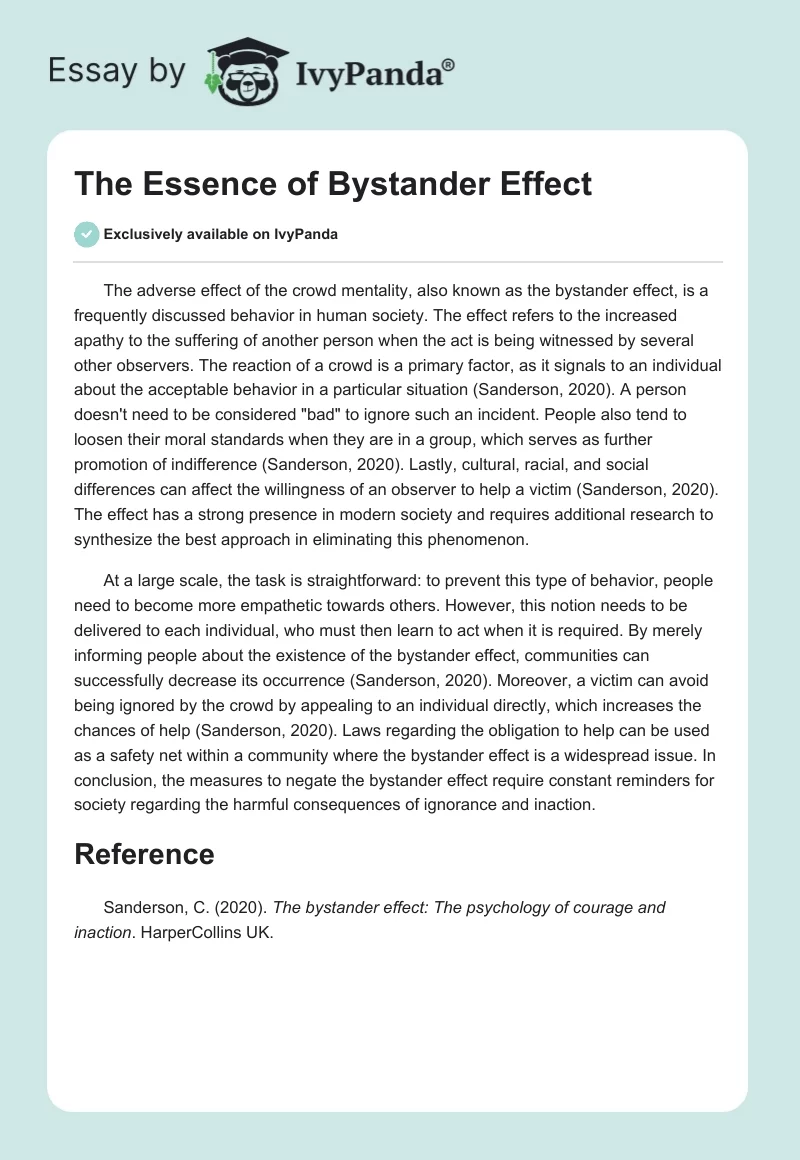 The Essence of Bystander Effect. Page 1