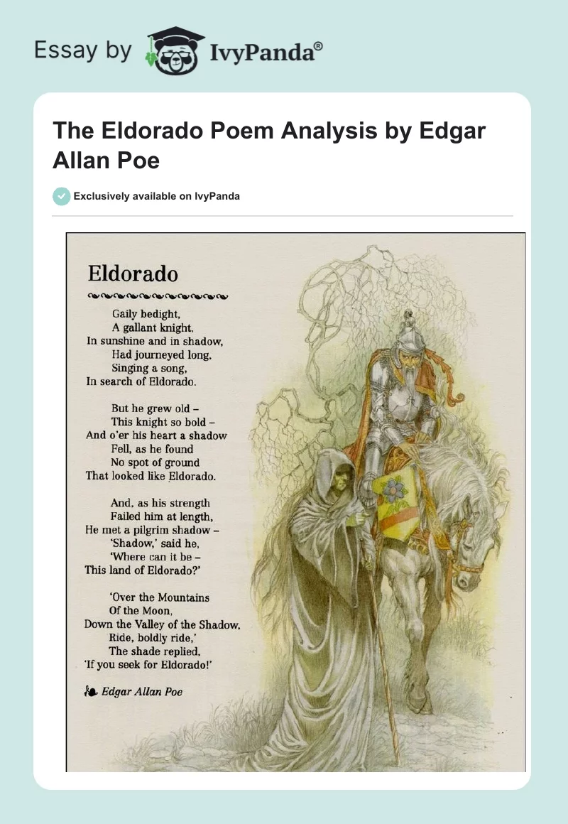 The “Eldorado” Poem Analysis by Edgar Allan Poe. Page 1