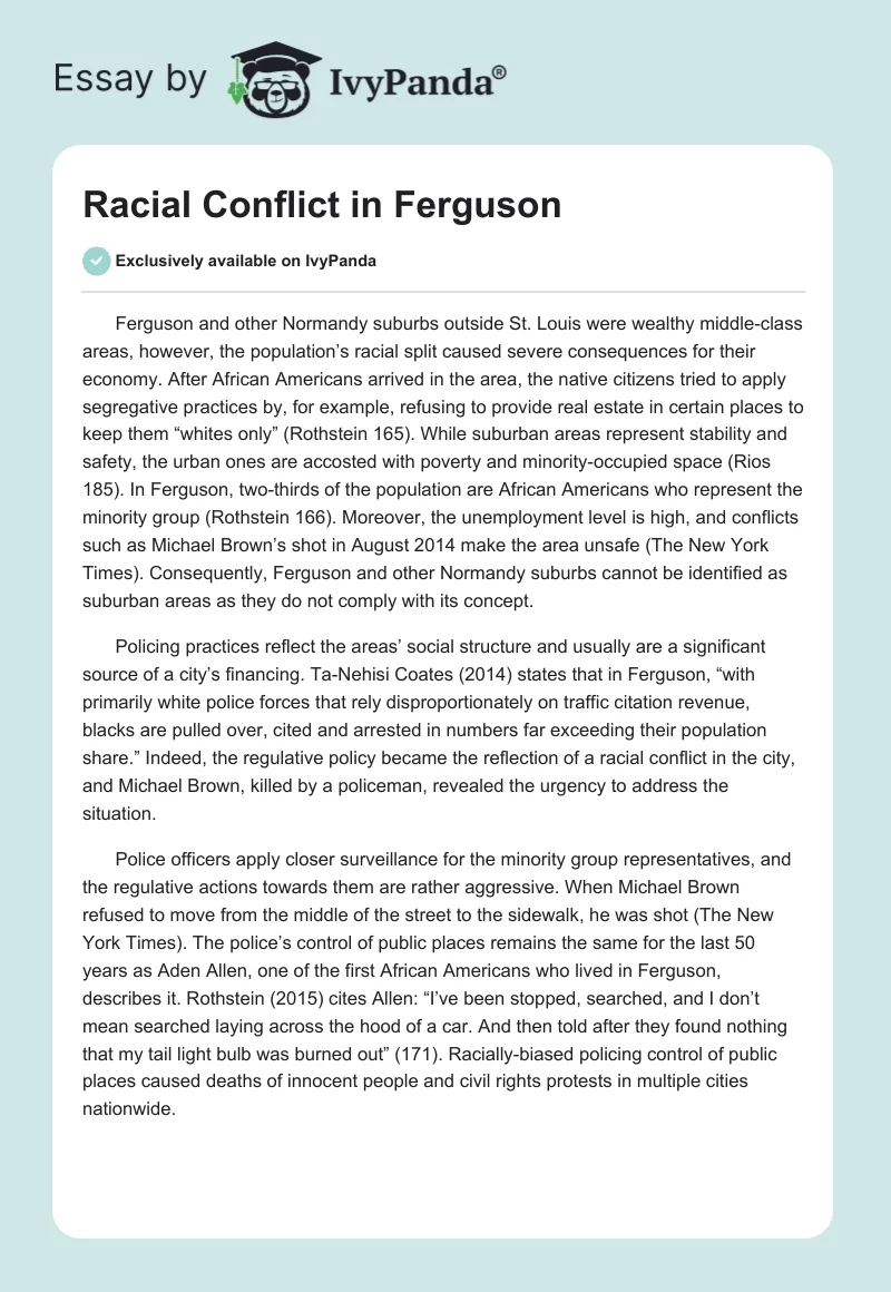 Racial Conflict in Ferguson. Page 1