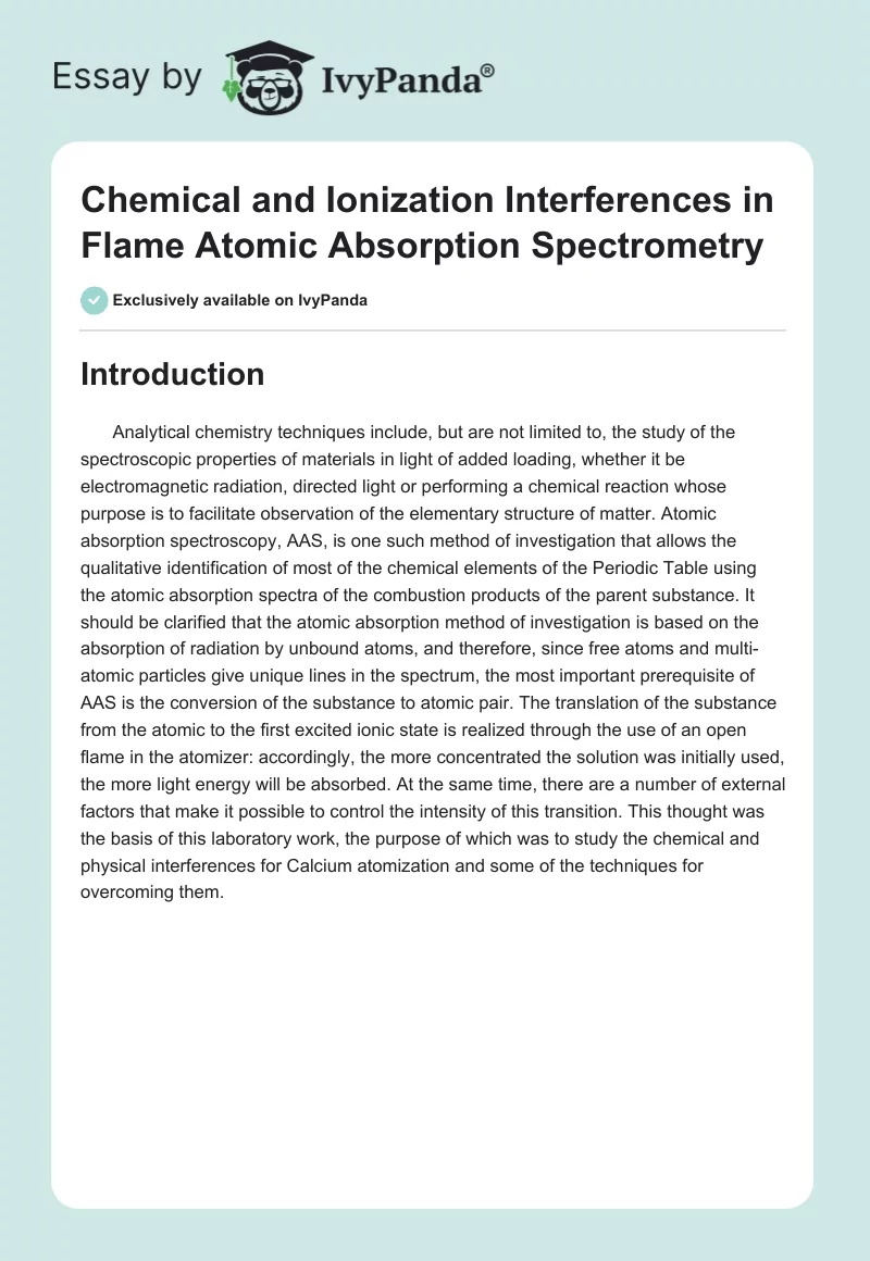 Chemical and Ionization Interferences in Flame Atomic Absorption Spectrometry. Page 1