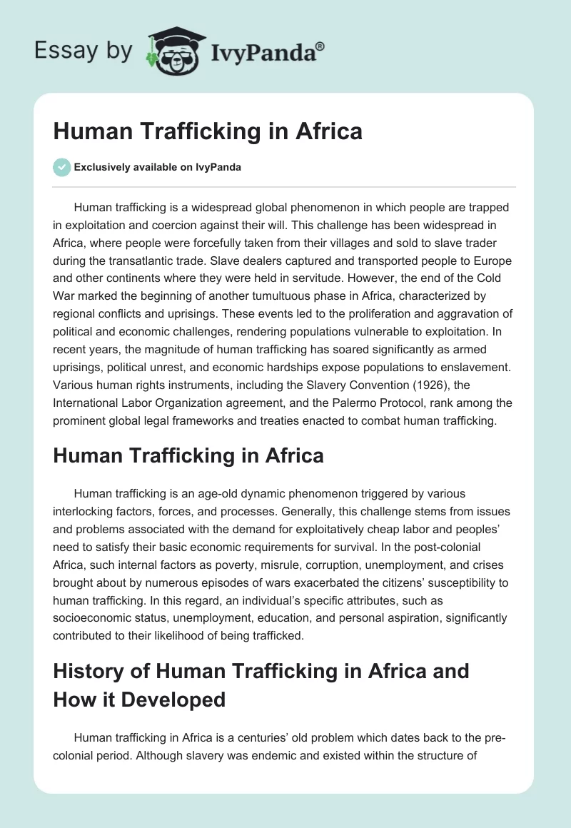 Human Trafficking in Africa. Page 1