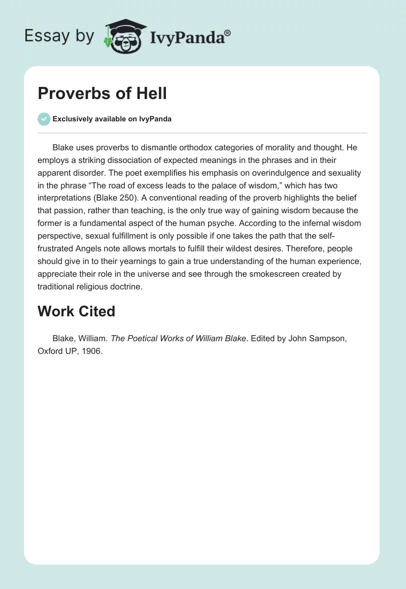 Proverbs of Hell. Page 1