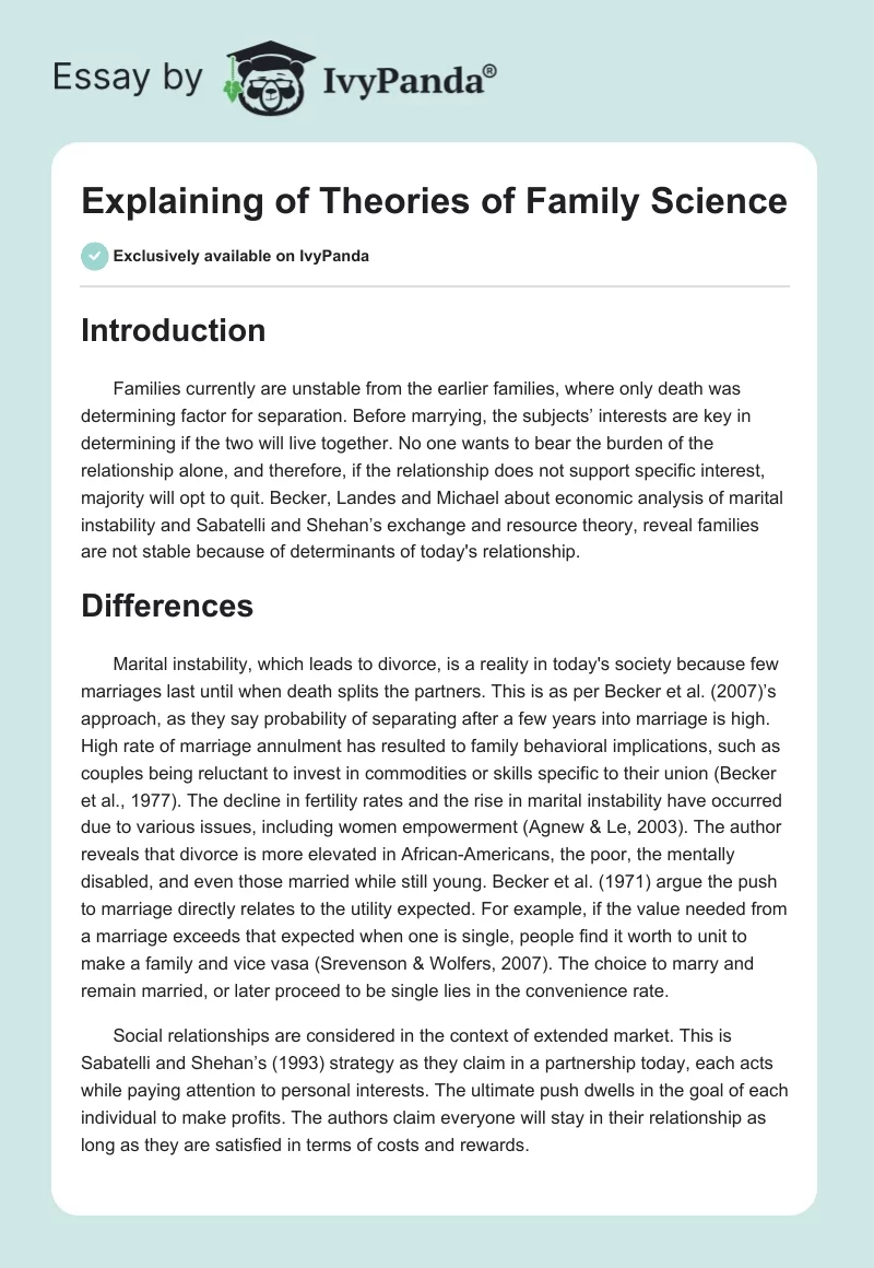 Explaining of Theories of Family Science. Page 1