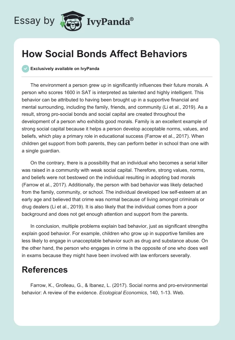 How Social Bonds Affect Behaviors. Page 1