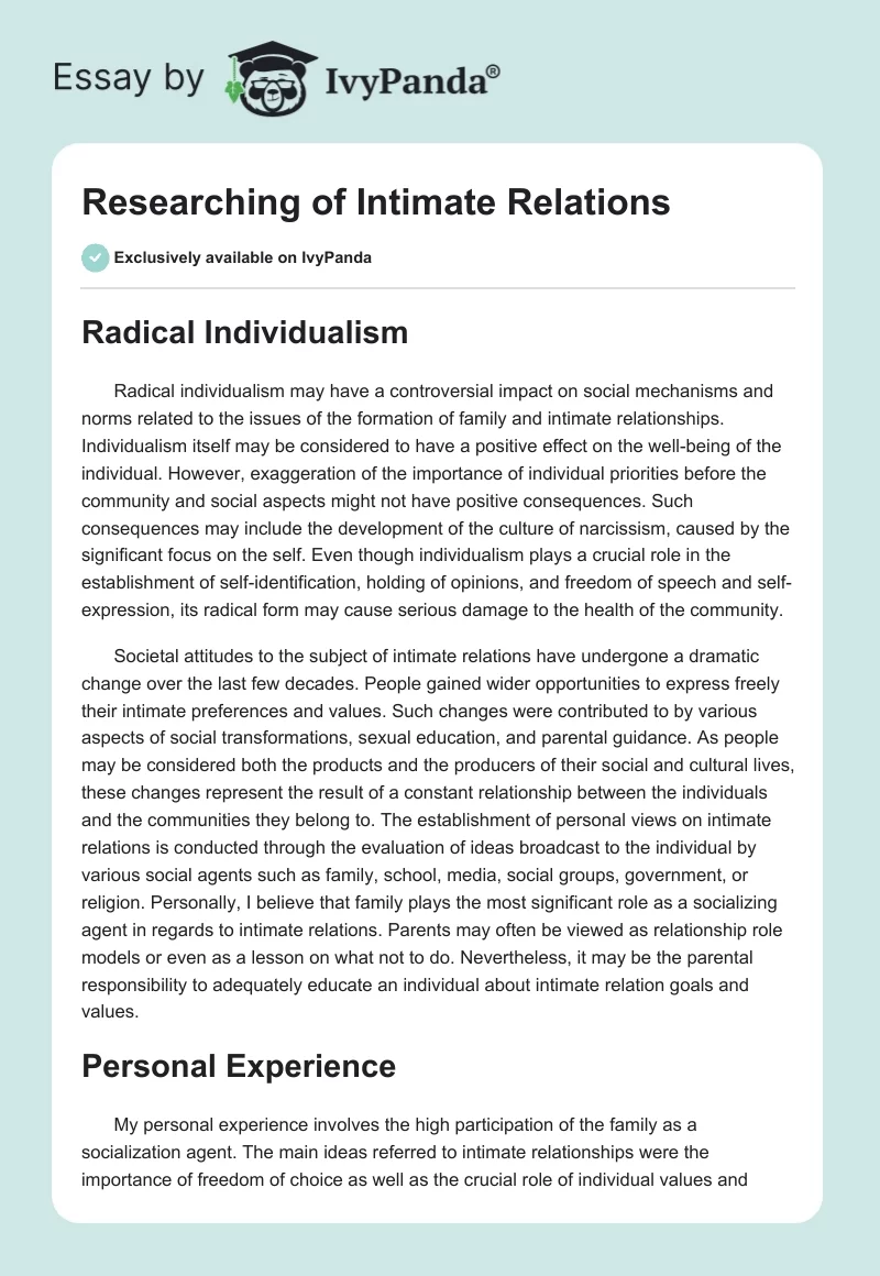 Researching of Intimate Relations. Page 1