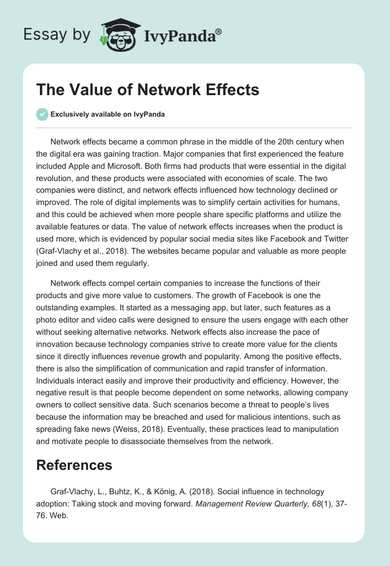 The Value of Network Effects. Page 1