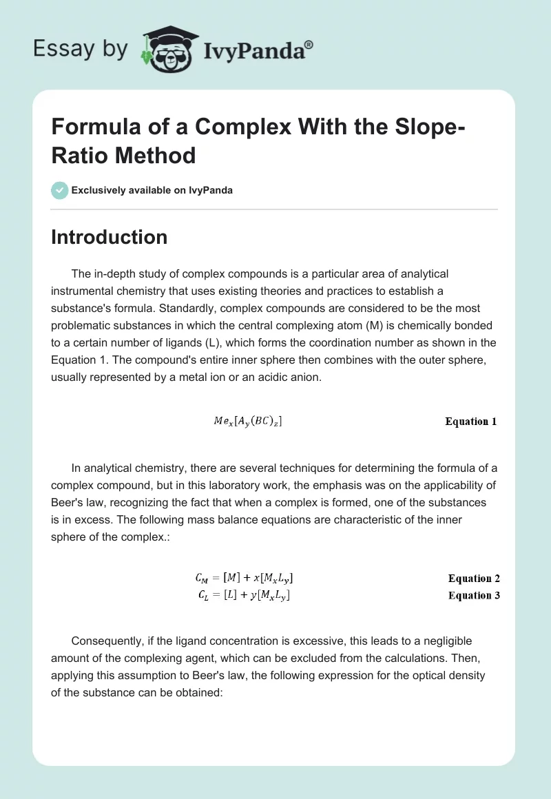 Formula of a Complex With the Slope-Ratio Method. Page 1