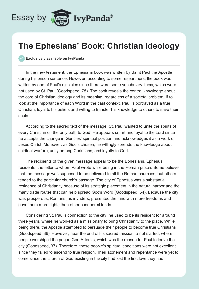 The Ephesians’ Book: Christian Ideology. Page 1