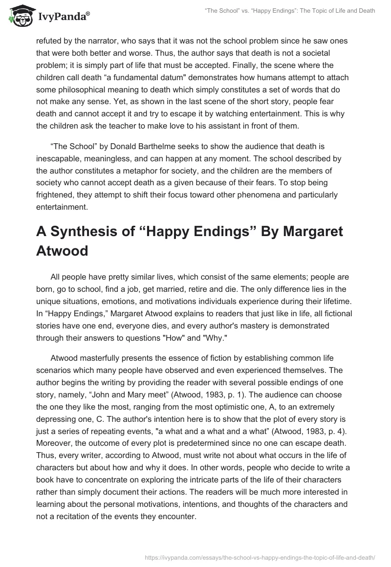“The School” vs. “Happy Endings”: The Topic of Life and Death. Page 2