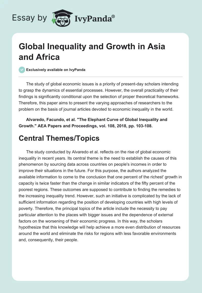 Global Inequality and Growth in Asia and Africa. Page 1
