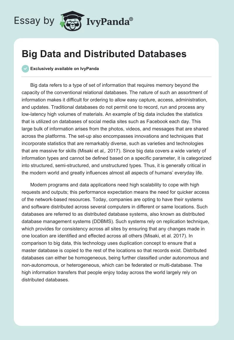 Big Data and Distributed Databases. Page 1
