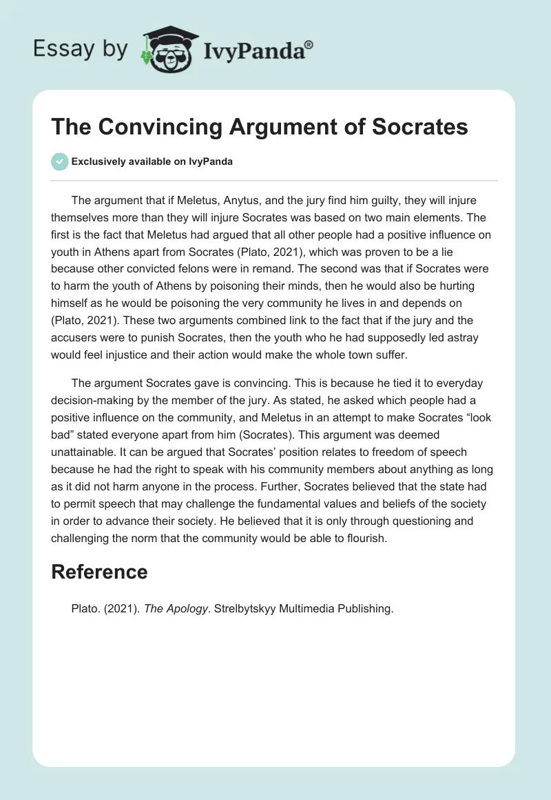 The Convincing Argument of Socrates. Page 1