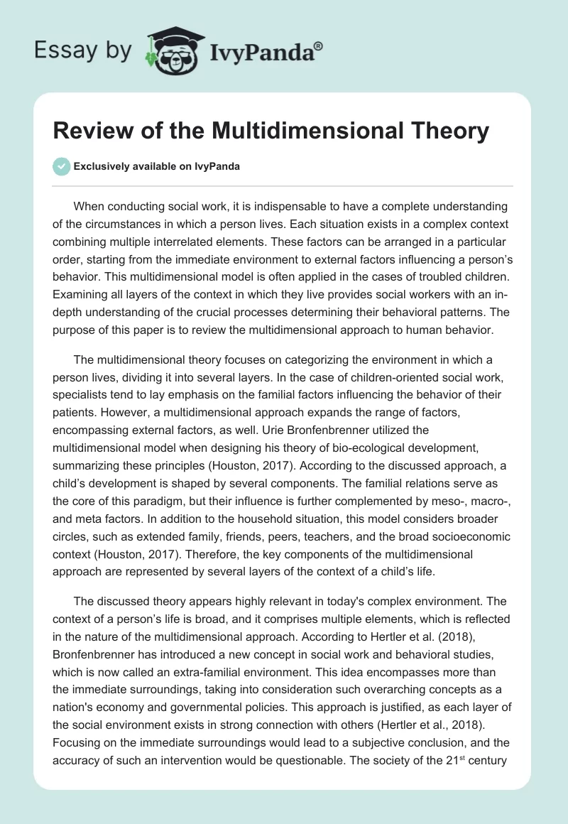 Review of the Multidimensional Theory. Page 1