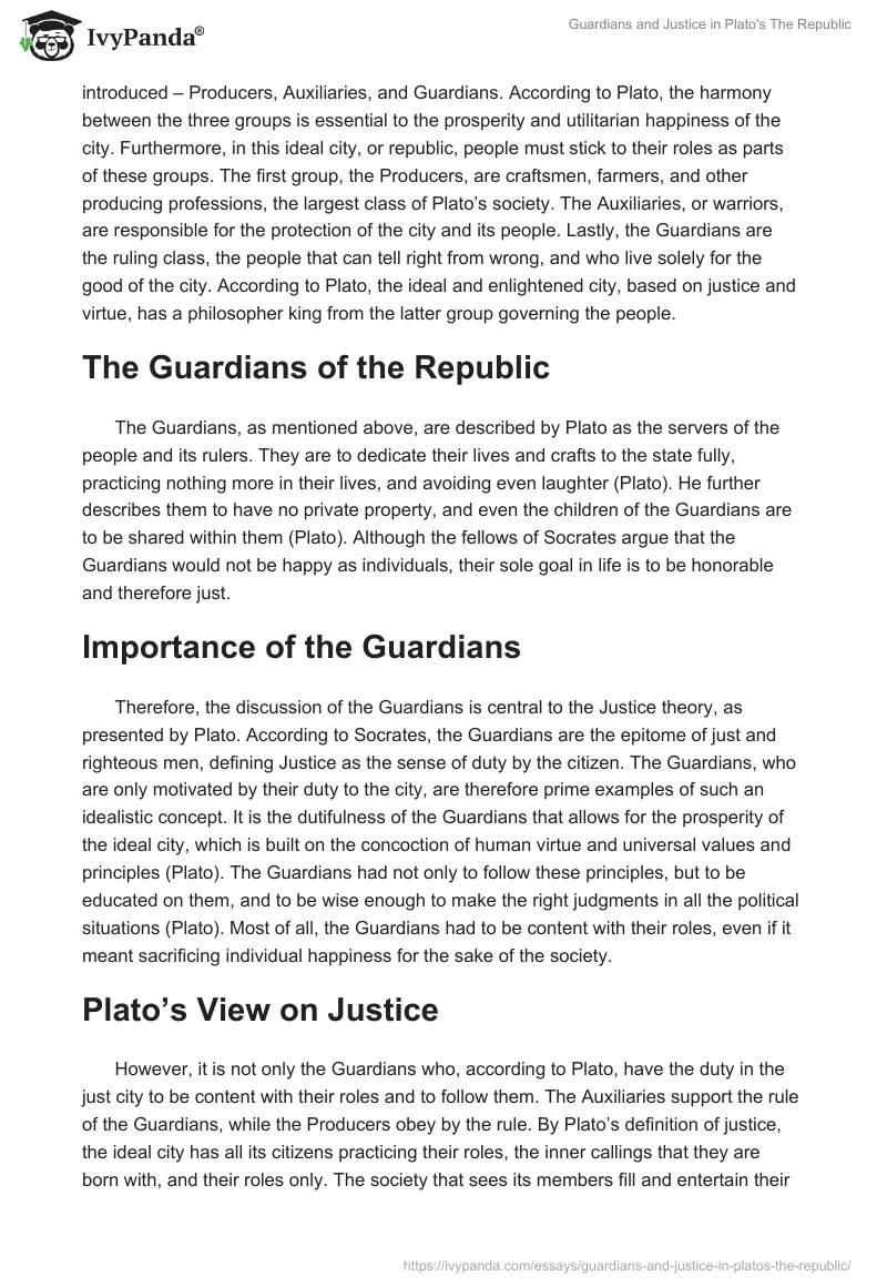 Guardians and Justice in Plato's "The Republic". Page 2