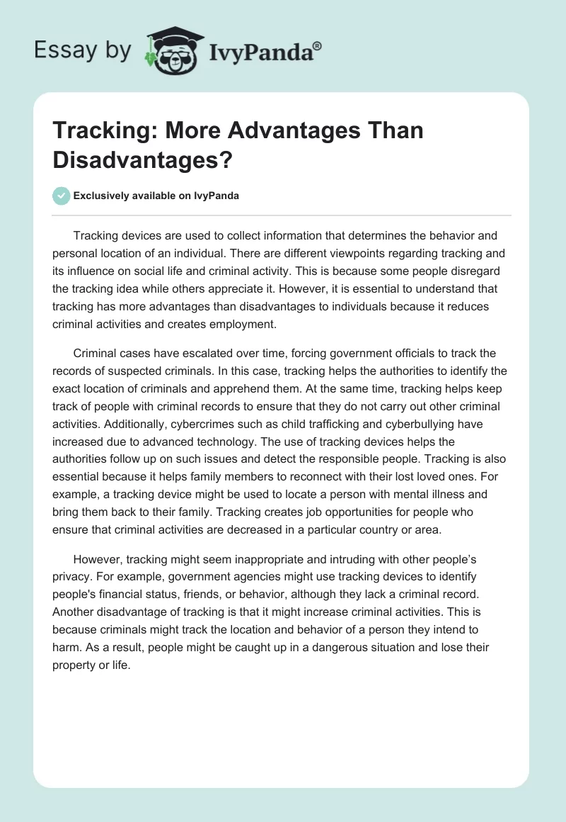 Tracking: More Advantages Than Disadvantages?. Page 1