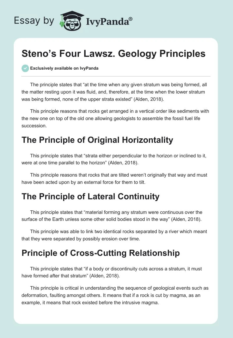 Steno’s Four Lawsz. Geology Principles. Page 1