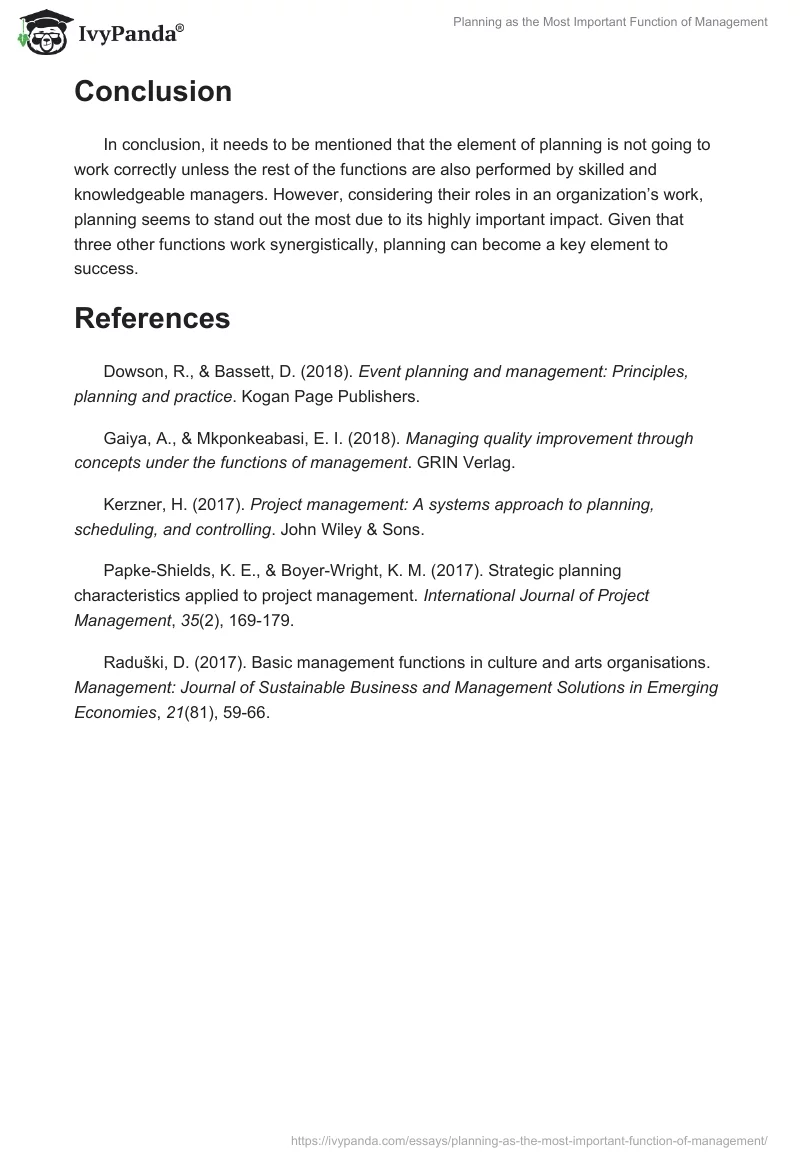 Planning as the Most Important Function of Management. Page 2