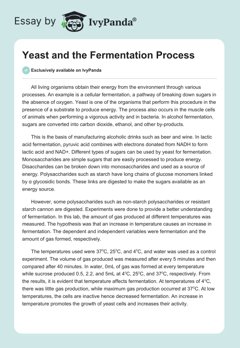 Yeast and the Fermentation Process. Page 1