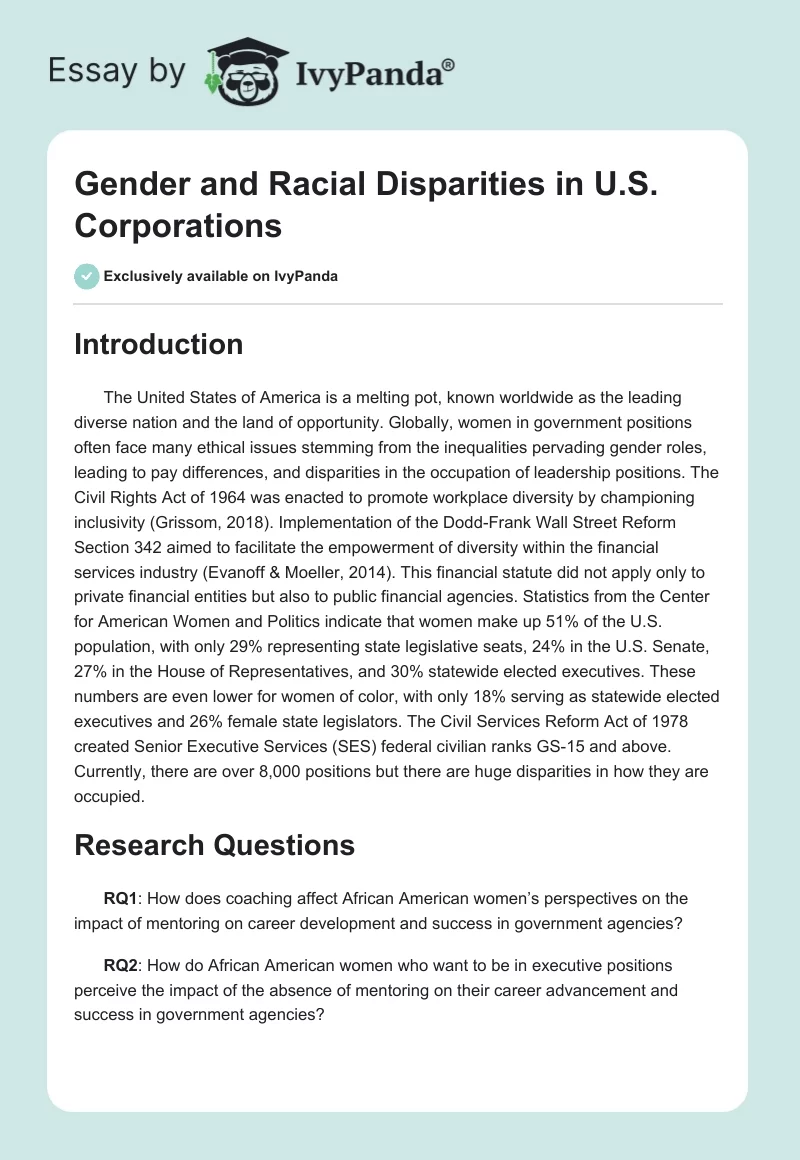 Gender and Racial Disparities in U.S. Corporations. Page 1