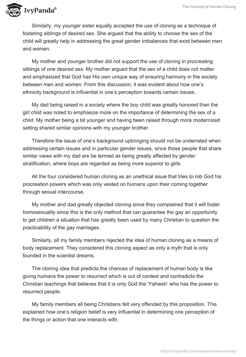 The Concept of Human Cloning. Page 5