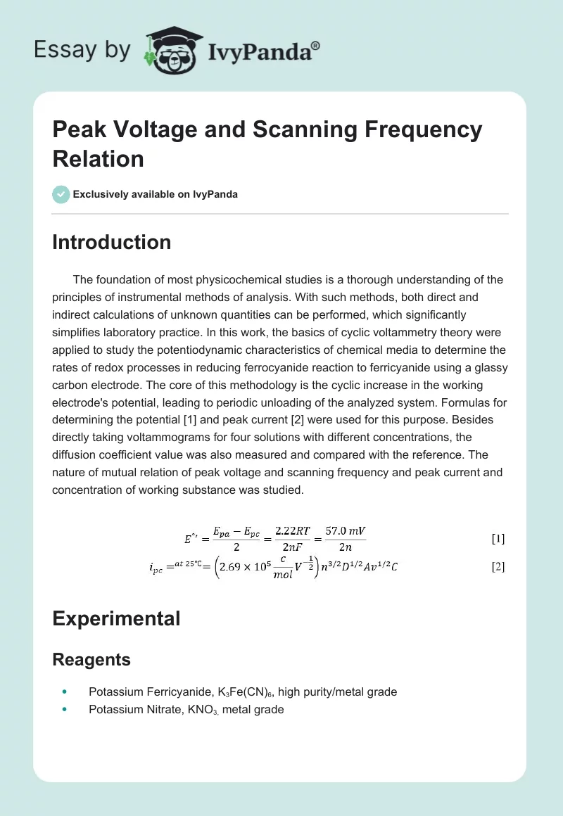 Peak Voltage and Scanning Frequency Relation. Page 1