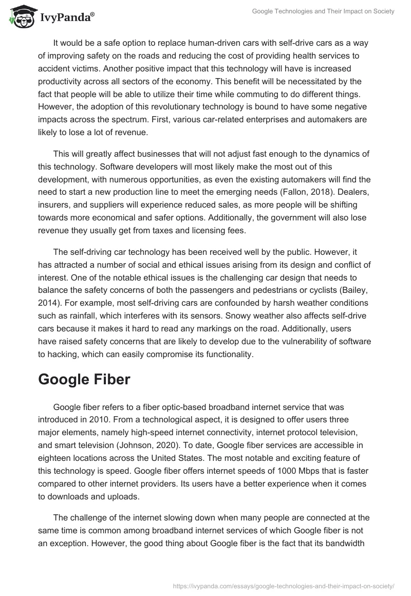 Google Technologies and Their Impact on Society. Page 2