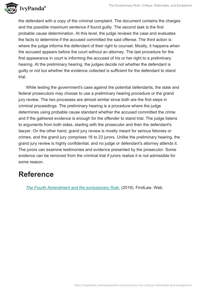 The Exclusionary Rule: Critique, Rationales, and Exceptions. Page 2