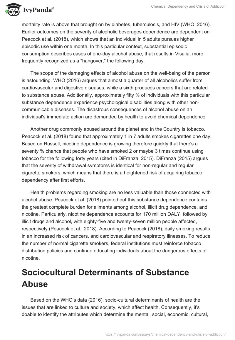 Chemical Dependency and Crisis of Addiction. Page 2