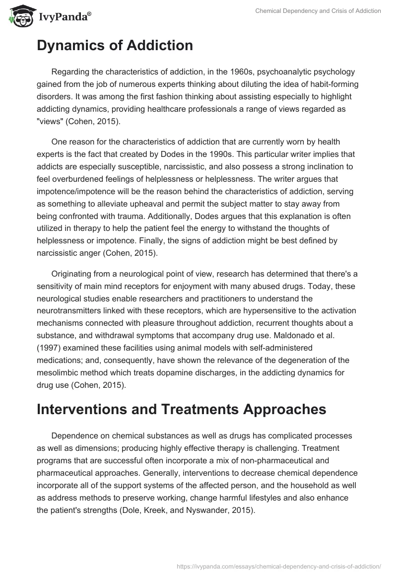 Chemical Dependency and Crisis of Addiction. Page 5