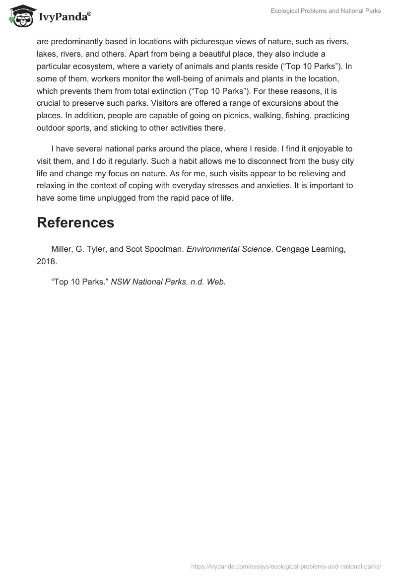 Ecological Problems and National Parks. Page 2