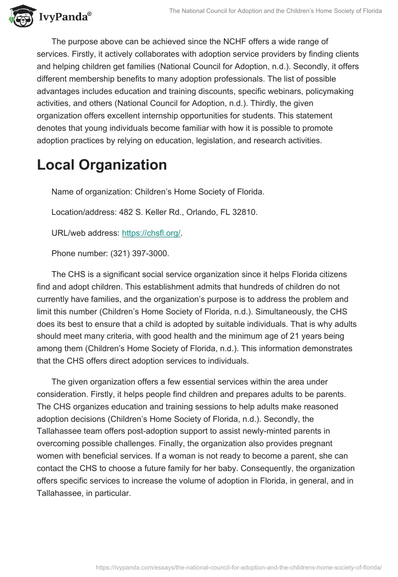 The National Council for Adoption and the Children’s Home Society of Florida. Page 2