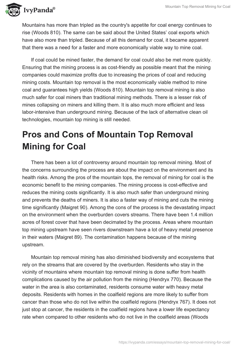 Mountain Top Removal Mining for Coal. Page 2